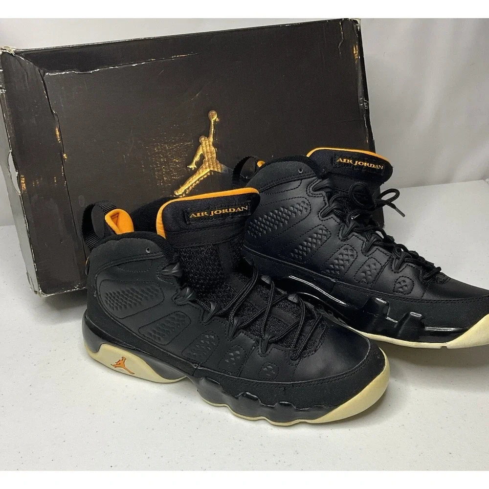 Nike Air Jordan 9 Retro YOUTH GS Sz 5 Sneakers 2010 Mid Citrus Black 302359-004